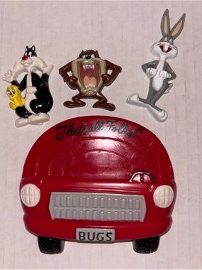 ‘97 Looney Tunes That's All Folks Magnet Bugs Bunny Sylvester Tweety Taz 4 piece
